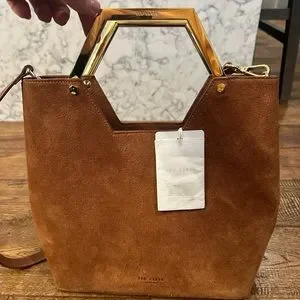 Ted Baker Bags Ted Baker Leather And Suede Hexagon Handle Shopper Bag Poshmark